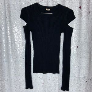 Garage Open Shoulder Black Sweater
